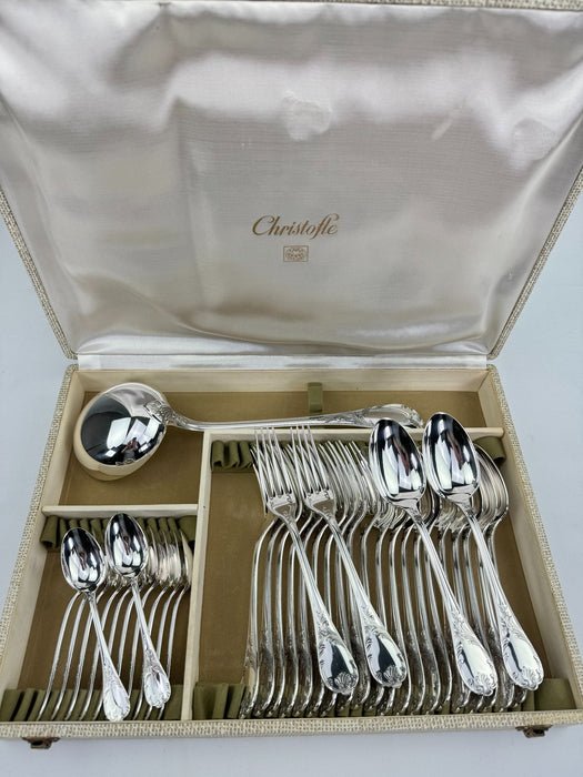 Couvert complet Christofle modèle Marly 142 pièces Métal argenté  Pour 12 personnes