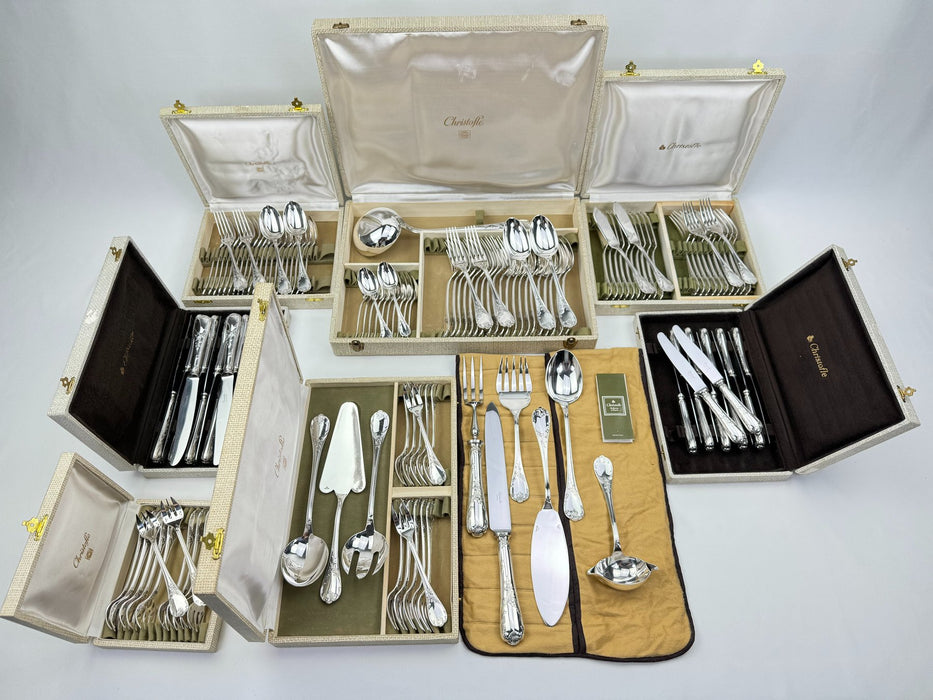 Couvert complet Christofle modèle Marly 142 pièces Métal argenté  Pour 12 personnes