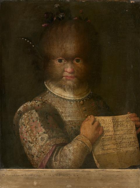 Rare tableau Renaissance Femme à barbe, attribué à Lavinia Fontana 1552 - 1614