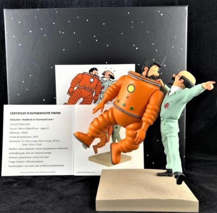Figurine de collection Tintin  Haddock & Tournesol sur la Lune  Ateliers Fariboles