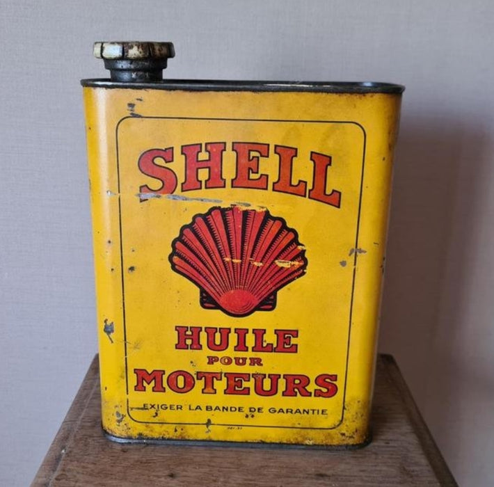 Ancien Bidon D'huile Shell  d’essence métal vintage collection Shell