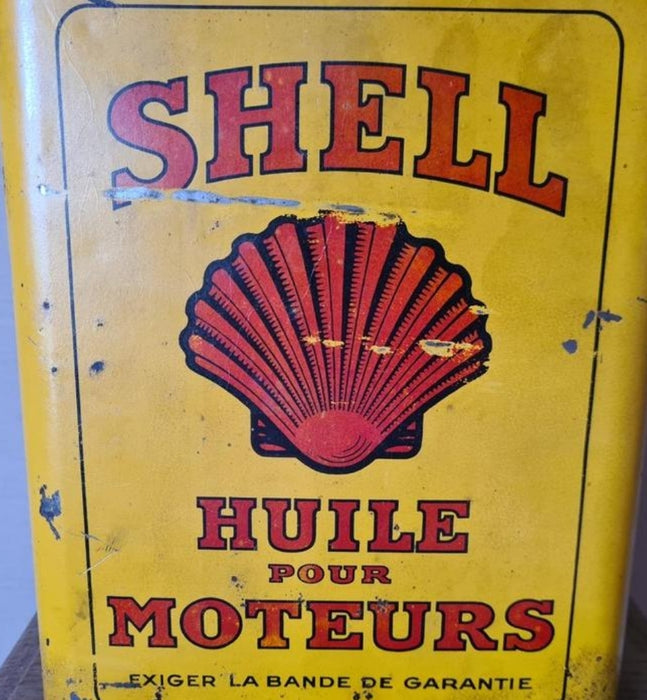 Ancien Bidon D'huile Shell  d’essence métal vintage collection Shell