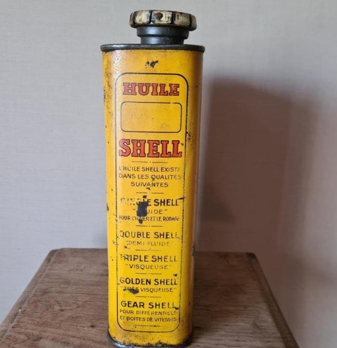 Ancien Bidon D'huile Shell  d’essence métal vintage collection Shell