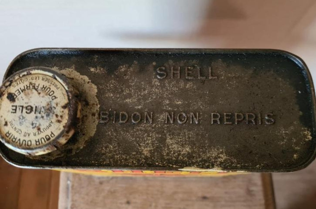 Ancien Bidon D'huile Shell  d’essence métal vintage collection Shell