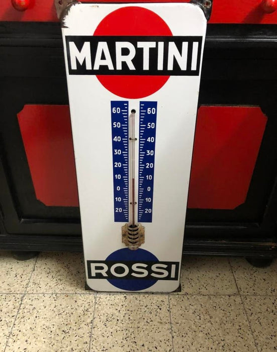 Ancien thermomètre émaillé Martini & Rossi plaque publicitaire vintage
