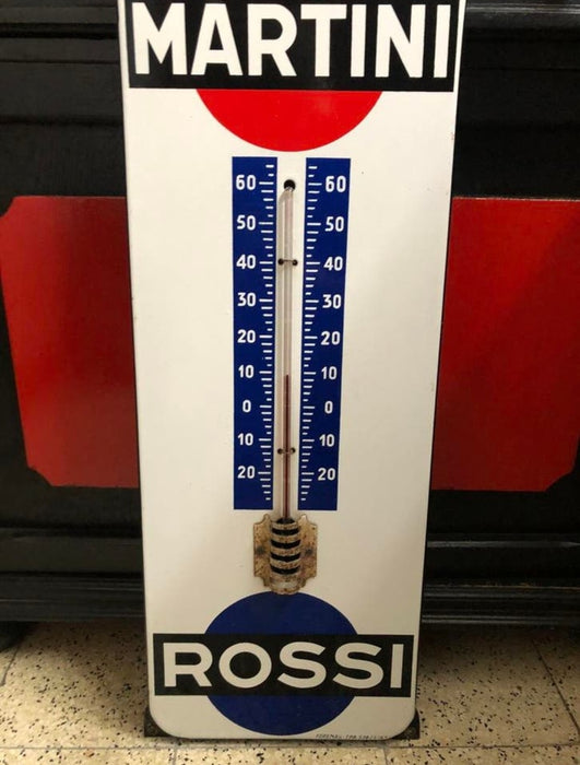 Ancien thermomètre émaillé Martini & Rossi plaque publicitaire vintage