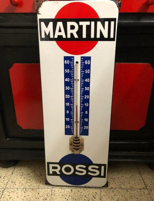 Ancien thermomètre émaillé Martini & Rossi plaque publicitaire vintage