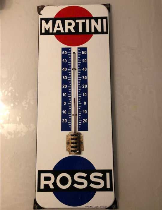 Ancien thermomètre émaillé Martini & Rossi plaque publicitaire vintage