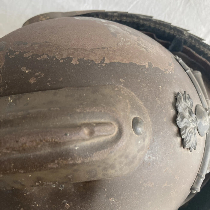 Casque ancien pré-Adrian Scott Bourguignotte WW1 modèle Orient Afrique moutarde