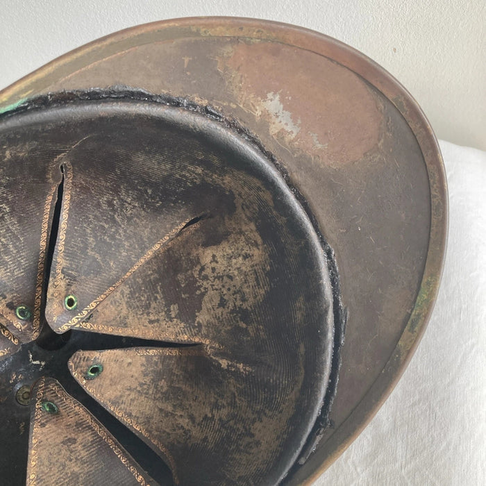 Casque ancien pré-Adrian Scott Bourguignotte WW1 modèle Orient Afrique moutarde