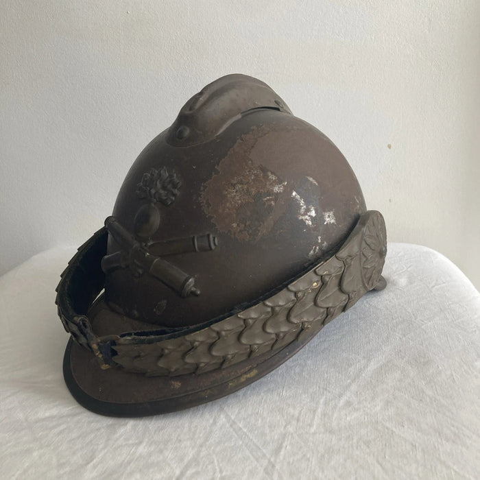 Casque ancien pré-Adrian Scott Bourguignotte WW1 modèle Orient Afrique moutarde