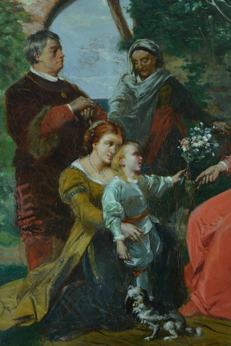 Grand Tableau Ancien XIXᵉ Siècle – Portrait de Louis XIV et du Cardinal Mazarin – Léon Fauré, Élève d'Eugène Delacroix – Huile sur Toile
