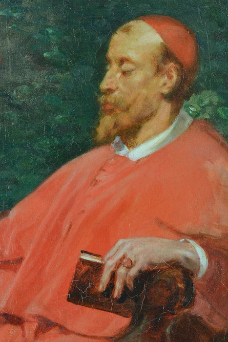 Grand Tableau Ancien XIXᵉ Siècle – Portrait de Louis XIV et du Cardinal Mazarin – Léon Fauré, Élève d'Eugène Delacroix – Huile sur Toile