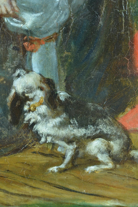 Grand Tableau Ancien XIXᵉ Siècle – Portrait de Louis XIV et du Cardinal Mazarin – Léon Fauré, Élève d'Eugène Delacroix – Huile sur Toile