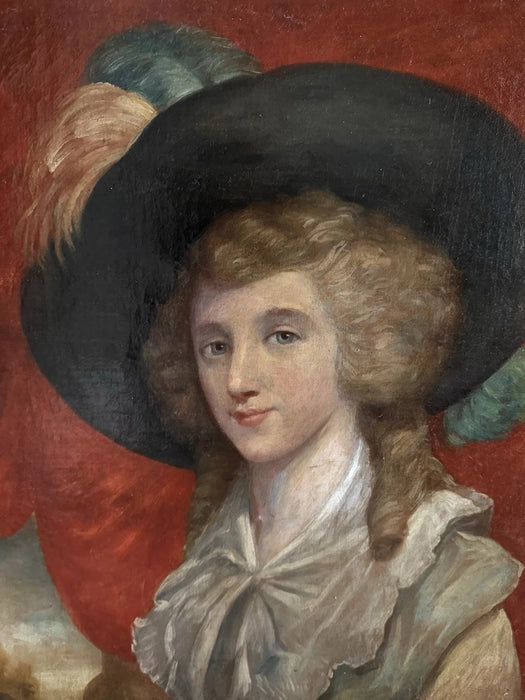 Tableau Ancien, Portrait D’une élégante École Anglaise