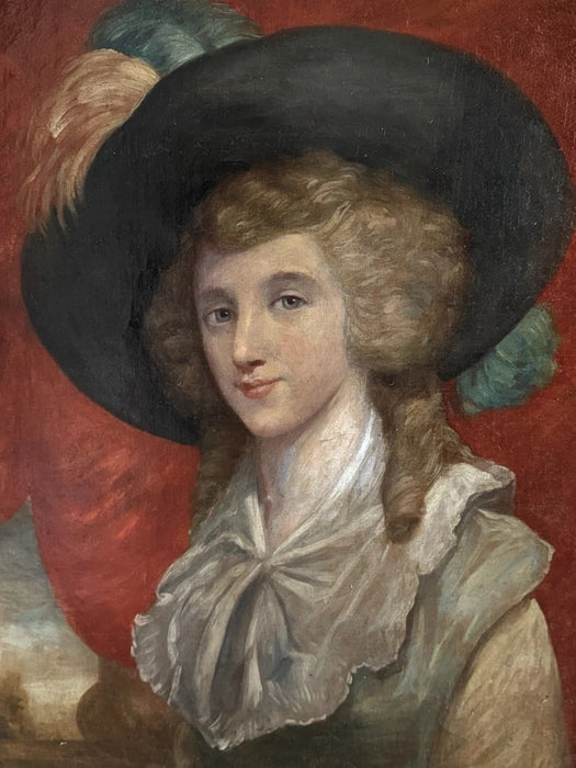 Tableau Ancien, Portrait D’une élégante École Anglaise