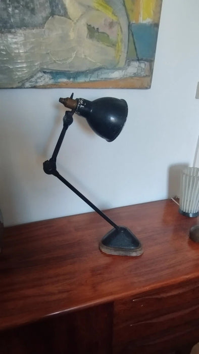 Ancienne lampe de bureau GRAS Ravel en acier – Design industriel