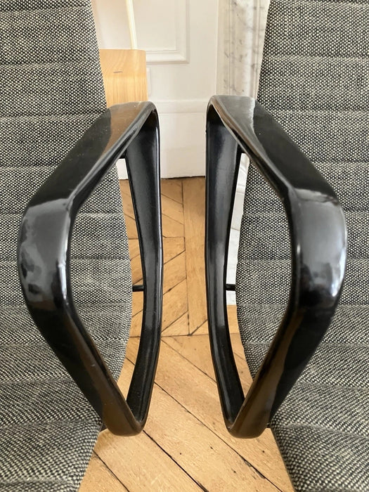 Lot de 2 fauteuils Eames EA116 Aluminium Group  Vitra / Herman Miller Tissu olive