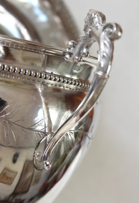 Tasse de Déjeuner XIXe en Argent Massif Vieillard avec Sous Tasse