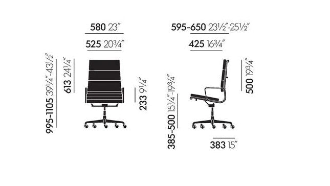 Vitra EA 219 Soft Pad – Fauteuil de Bureau Design en Cuir Noir | Charles & Ray Eames