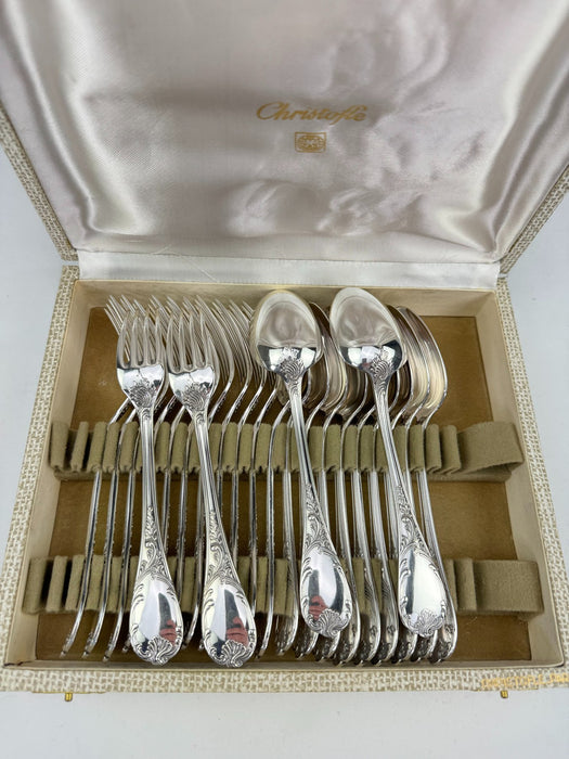 Couvert complet Christofle modèle Marly 142 pièces Métal argenté  Pour 12 personnes