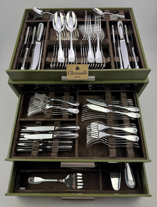 Christofle - Service de table pour 12 (127) - Vendôme Coquille - Plaqué(e) argent