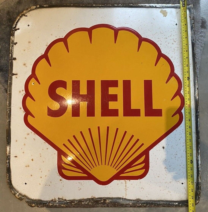 Plaque émaillée Shell Enseigne vintage Circa 1950/1960