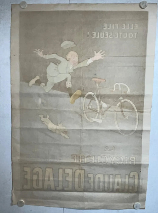 Affiche publicitaire ancienne Claude Delage  La Bicyclette
