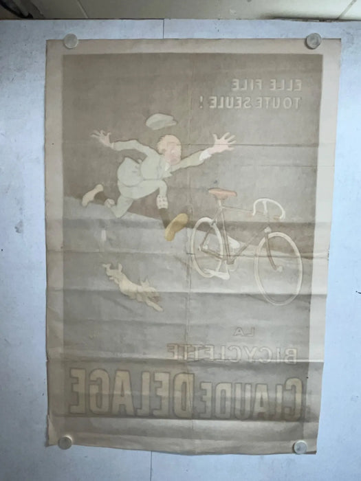 Affiche publicitaire ancienne Claude Delage  La Bicyclette